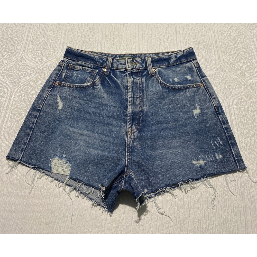 Wild Fable Highest‎ Rise Cutoff Denim Shorts Size 10 Distressed Acid Wash Blue